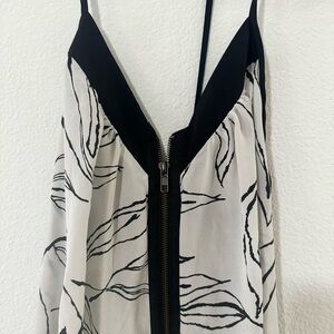 Zip Up Black & White Blouse